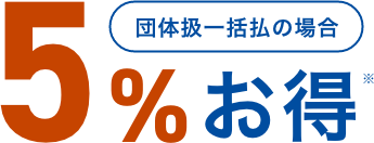 団体扱割引が5%適用